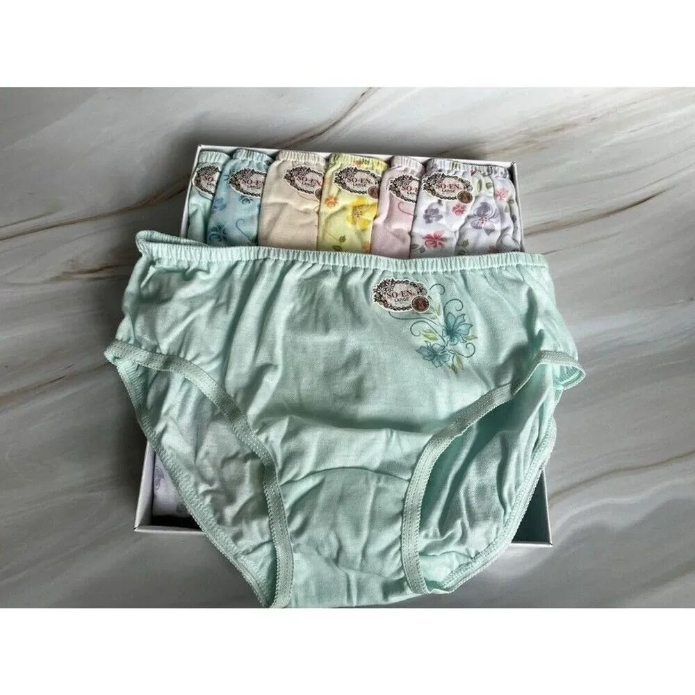 12 Pcs Soen Women's Bikini Cottton Briefs AssortedColor Floral Print Panty XL